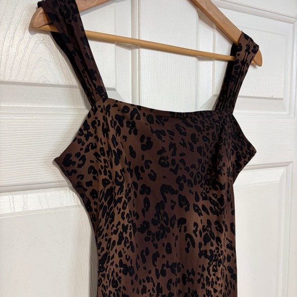 VTG Evan Picone Leopard Animal Maxi Slip Dress S M Sleeveless Bodycon Layer - Picture 2 of 10